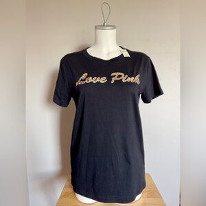 Victoria’s Secret PINK Black BLING CAMPUS TEE XS